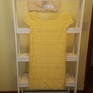 Yellow fun lacy/crocheted dress, size 10